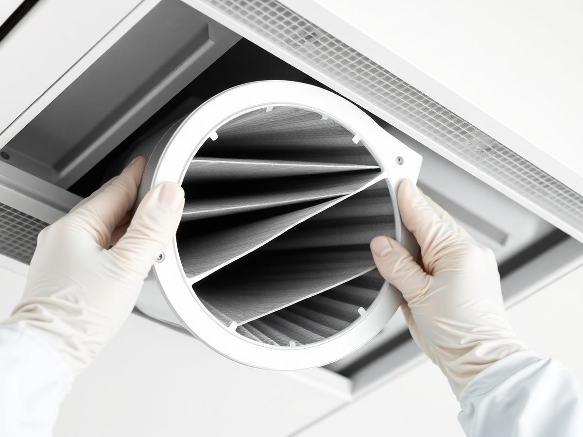 Clean air ventilation filter being replaced